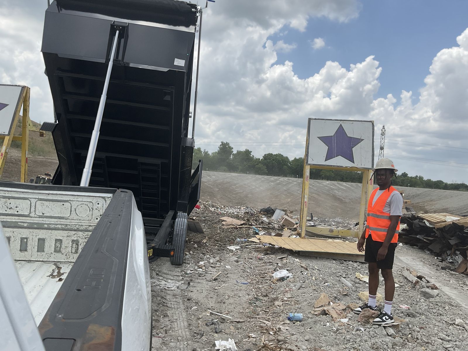 Hauling trailer on site